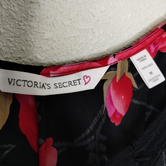 Victoria's Secret Vintage 90s Silk Floral Chemise Cami Top Red Black size Medium - Picture 4 of 5